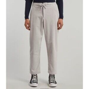 Wax London Pants Men 30 Kurt Cord Corduroy Trousers Gray Cropped Elastic Waist
